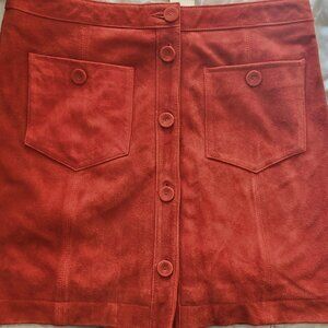 Topshop red orange leather skirt
